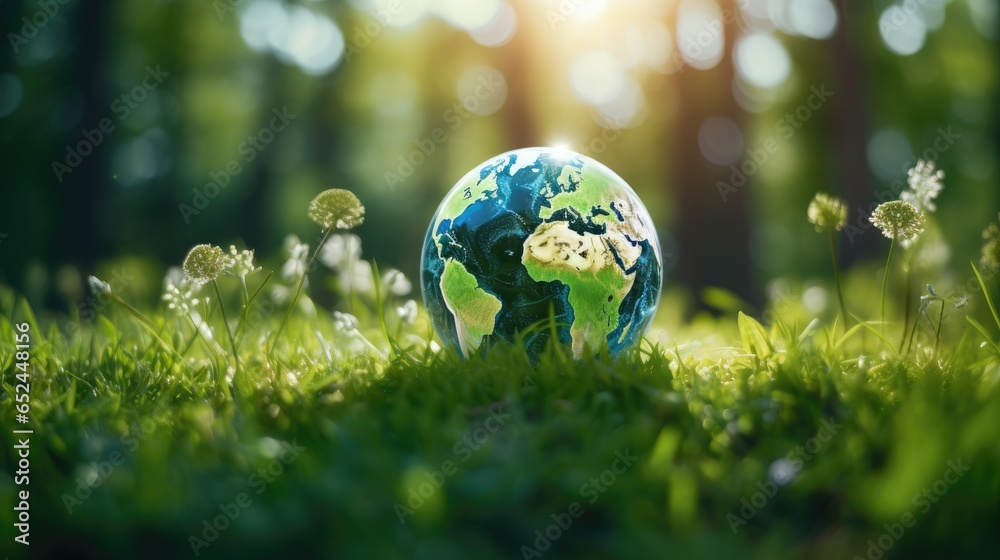 Celebrate Earth Day with a beautiful image of the globe resting on lush green grass. concept of global environmental awareness. Celebrate Earth Day with a beautiful image of the globe resting on lush green grass. concept of global environmental awareness.