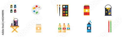 Art Tool and Object for Painting Vector Set