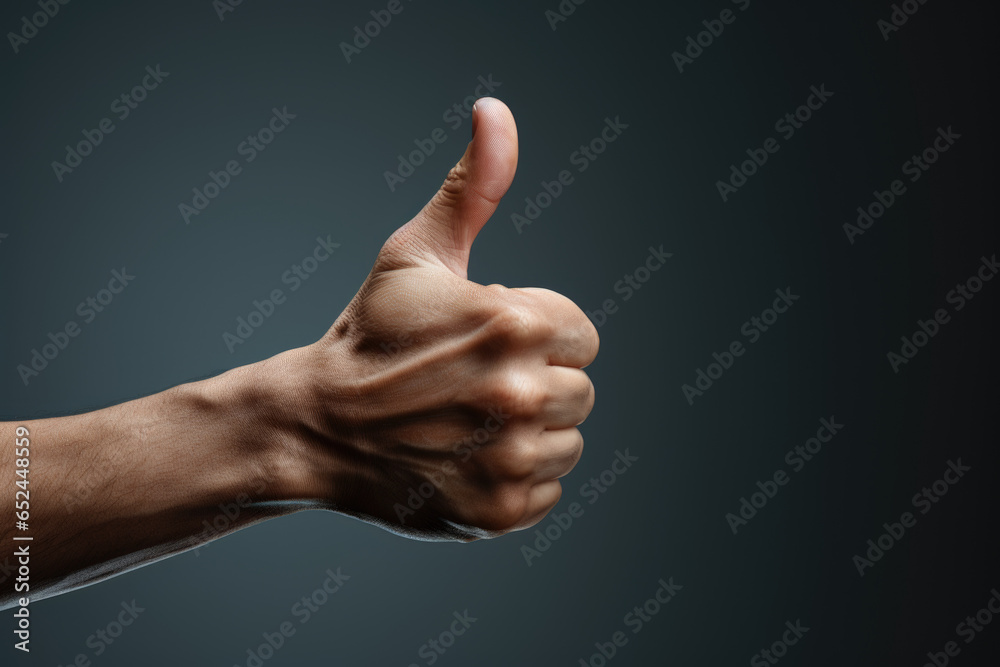 A thumbs-up gesture signifying approval and positivity. Generative Ai.