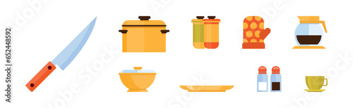Cooking Tool and Kitchenware for Culinary Use Vector Set