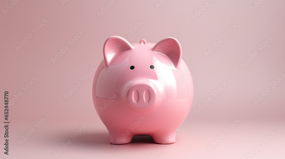 Unlock your financial potential with a front view of a pink piggy bank and a useful clipping path. Prioritize your financial well-being
