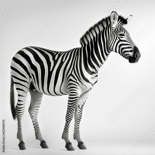 Black and white Zebra on a white background