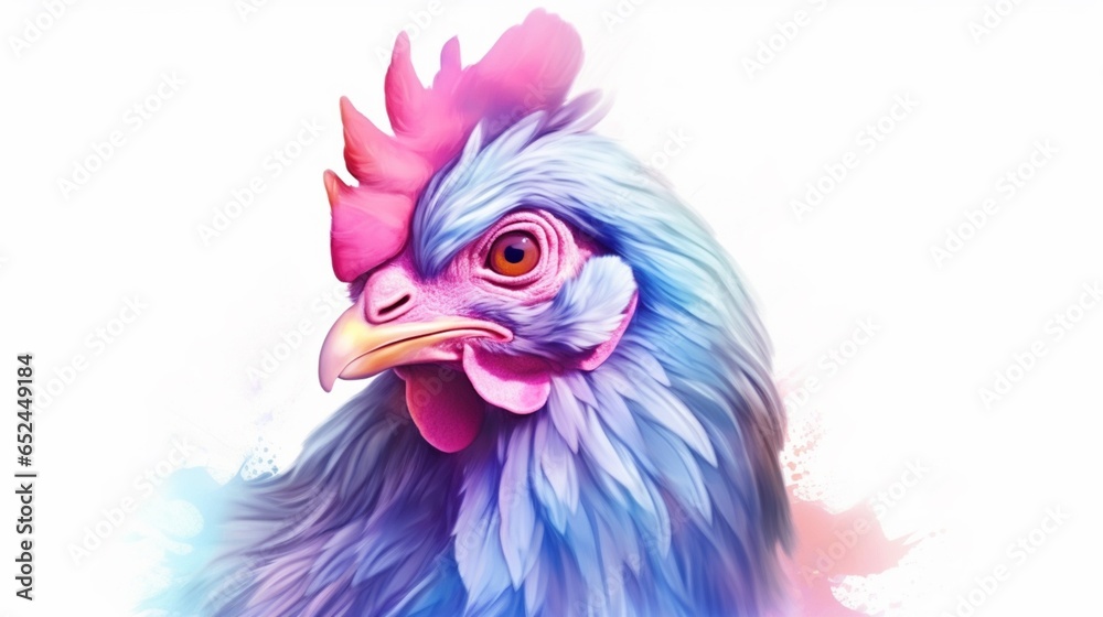 a Chicken in pastel colors on a white background in.Generative AI