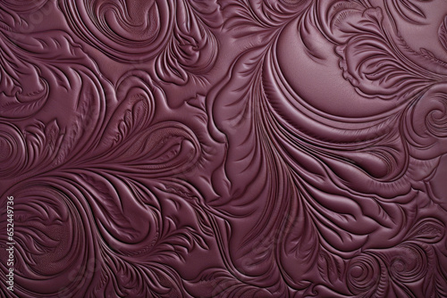 Obraz na płótnie Genuine dark purple leather, texture with floral pattern as background. w salonie