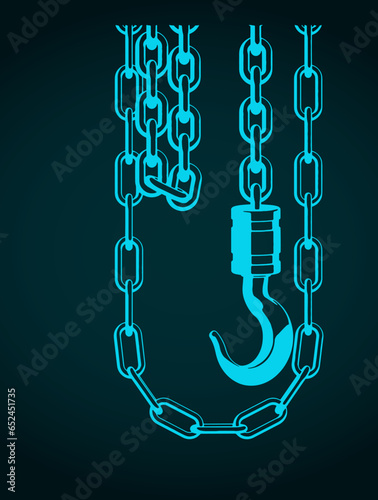 Chains and crane hook