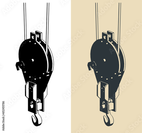 Construction crane hook close up