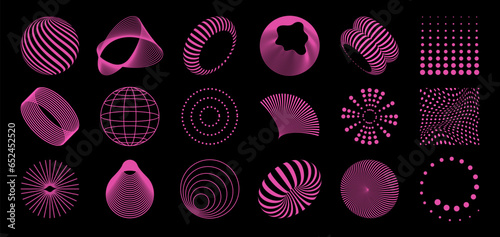 Geometric shapes and grids in neon color. Abstract backgrounds, patterns, cyberpunk elements in trendy psychedelic style. Retro futuristic 00s Y2k aesthetic