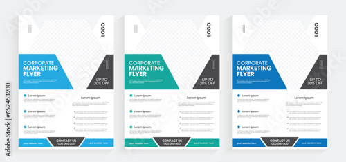 Corporate agency A4 flyer design set, A4 modern cover report layout, Business promotional advertise graphic pamphlet, handout, and paper sheet design