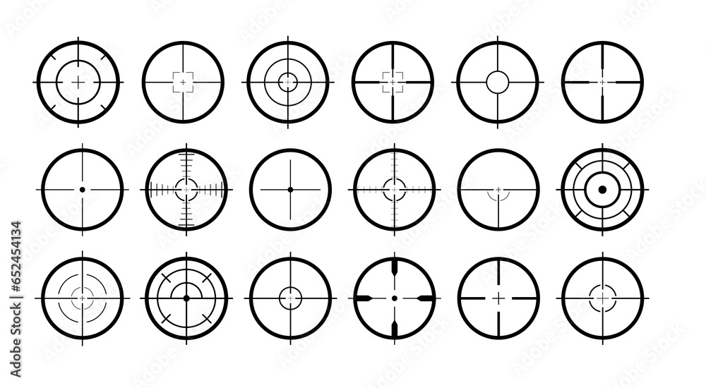 Set of aim target icon for game level, web design. Crosshair focus for ...