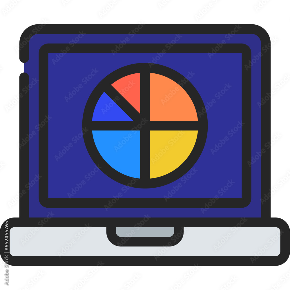Laptop Pie Chart Icon Laptop Pie Chart Icon