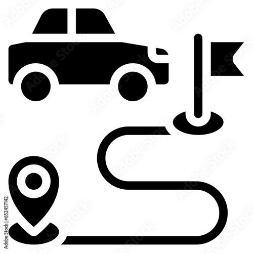 Electric Car Range Route Icon