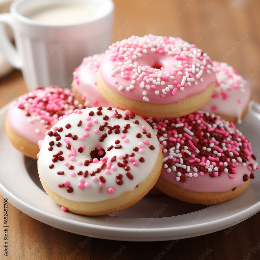 Valentine's Day-themed cookies with sprinkles Valentine's Day-themed cookies with sprinkles