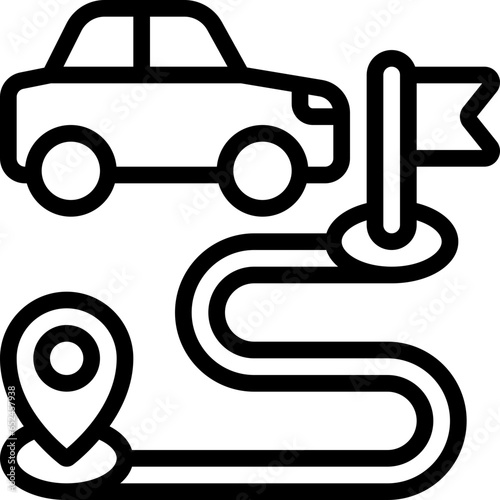 Electric Car Range Route Icon