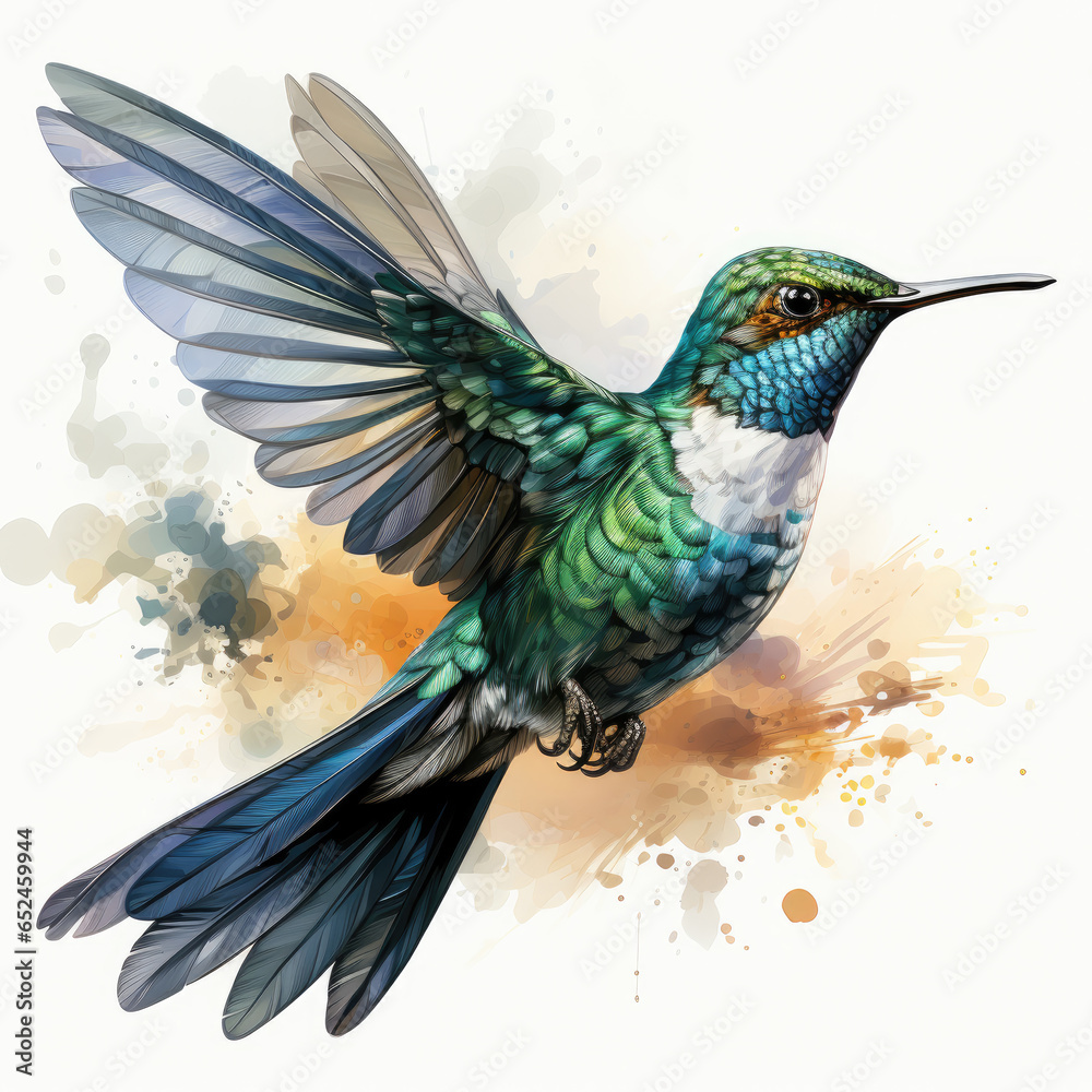 watercolor Hummingbird clipart, Generative Ai