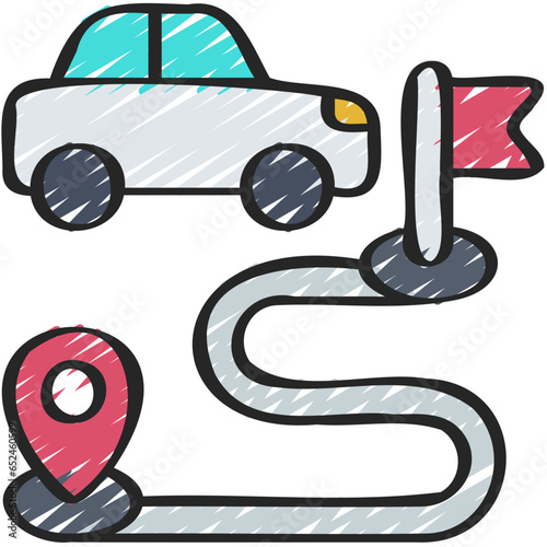 Electric Car Range Route Icon