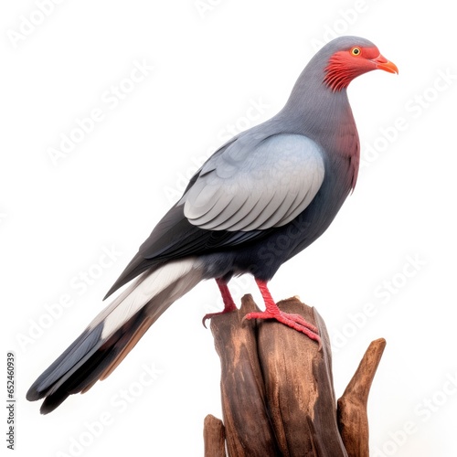Red-billed pigeon bird isolated on white background. © Razvan