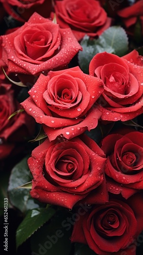 Close-up of a bouquet of red roses