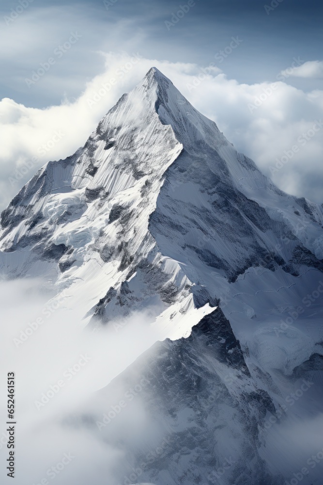 Majestic mountain peak covered in snow