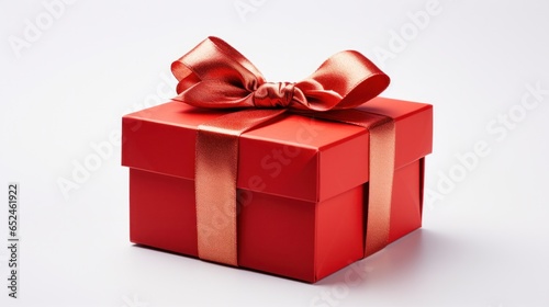 Red gift box with a ribbon and bow