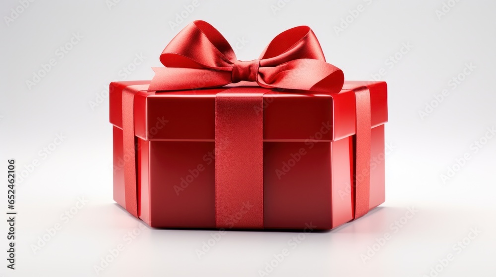 Red gift box with a ribbon and bow Red gift box with a ribbon and bow