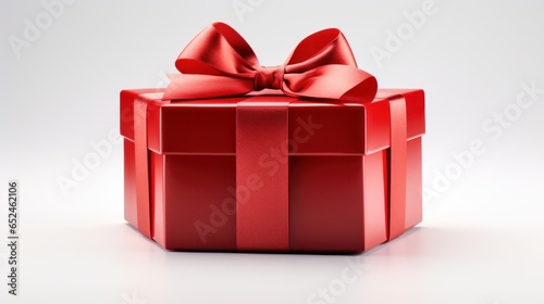 Red gift box with a ribbon and bow