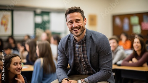 Teacher leading a discussion with engaged students