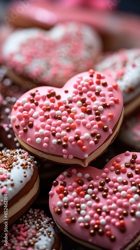 Valentine's Day-themed cookies with sprinkles
