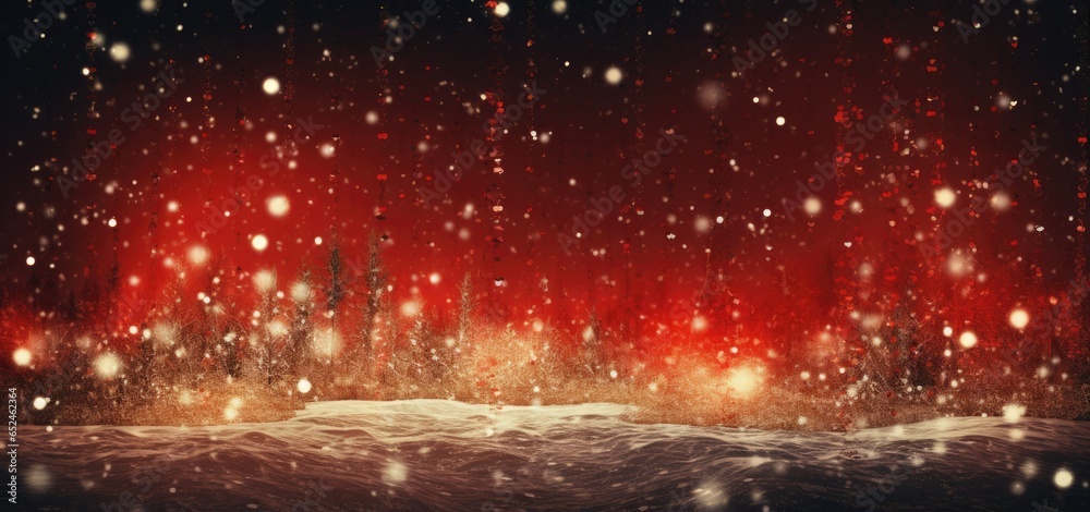 A red and black background with snowflakes - obrazy, fototapety, plakaty 