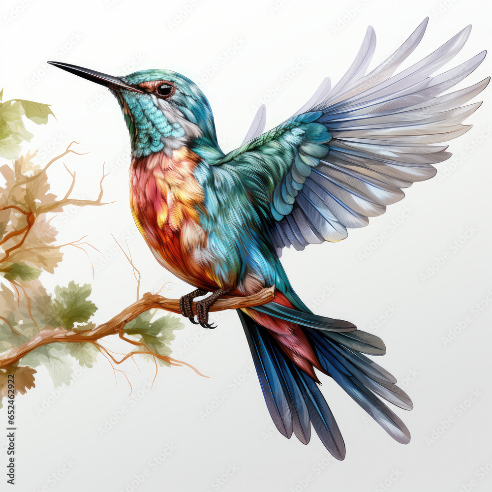 Fototapeta premium watercolor Hummingbird clipart, Generative Ai