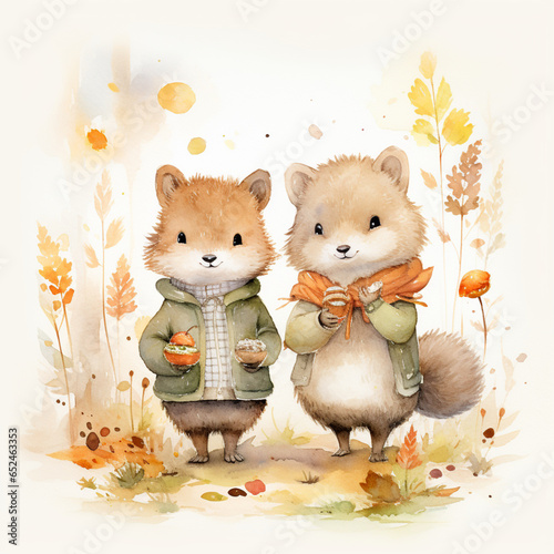 beautiful mouse couple in the field very cute