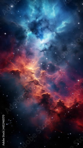 A vibrant celestial landscape filled with stars and billowing clouds