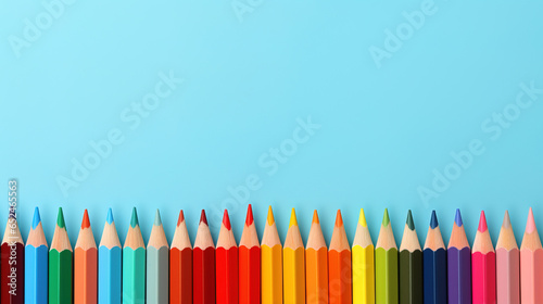 colored pencils background with empty copy space