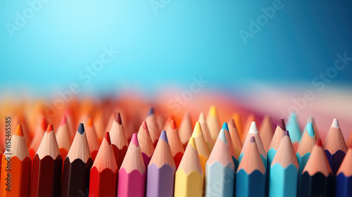 colored pencils background with empty copy space