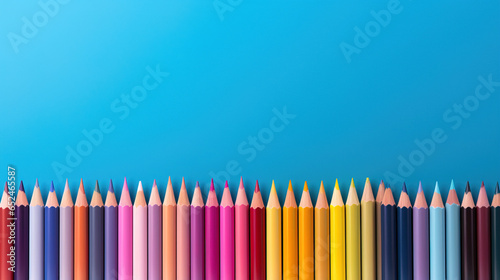 colored pencils background with empty copy space