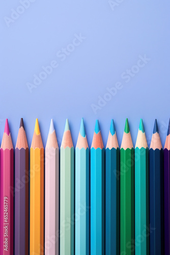 colored pencils background with empty copy space