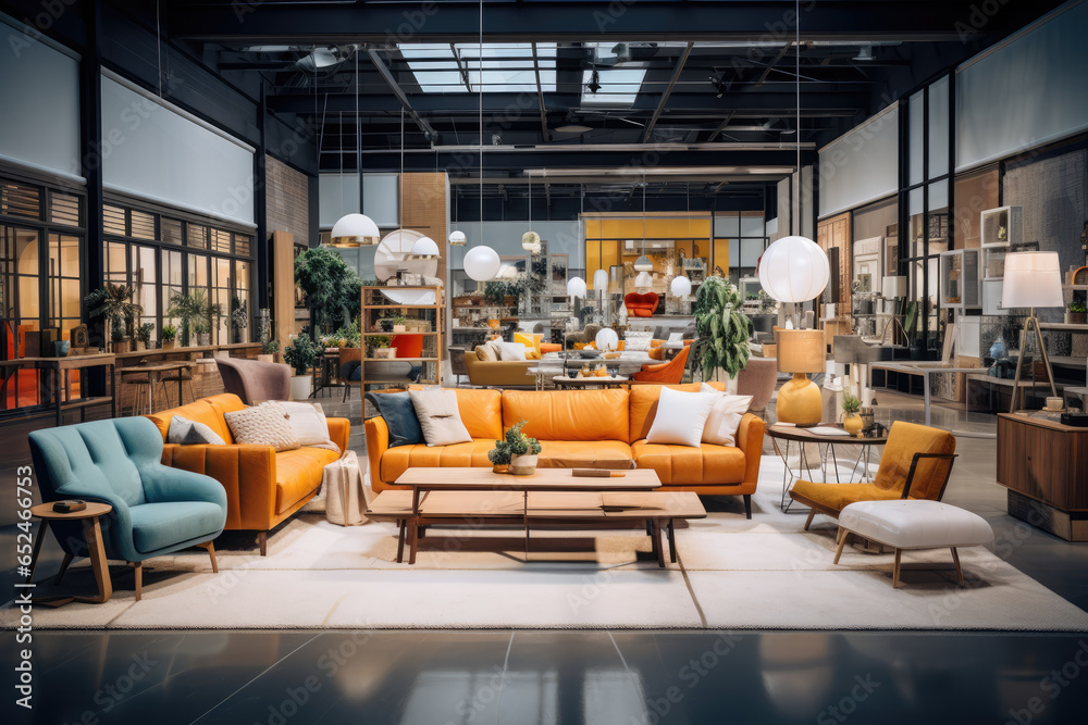 An interactive virtual showroom where customers can design and customize their own furniture before purchase. Concept of personalized shopping. Generative Ai. - obrazy, fototapety, plakaty 