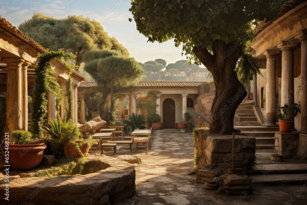 Ancient Roman life with Roman villa 