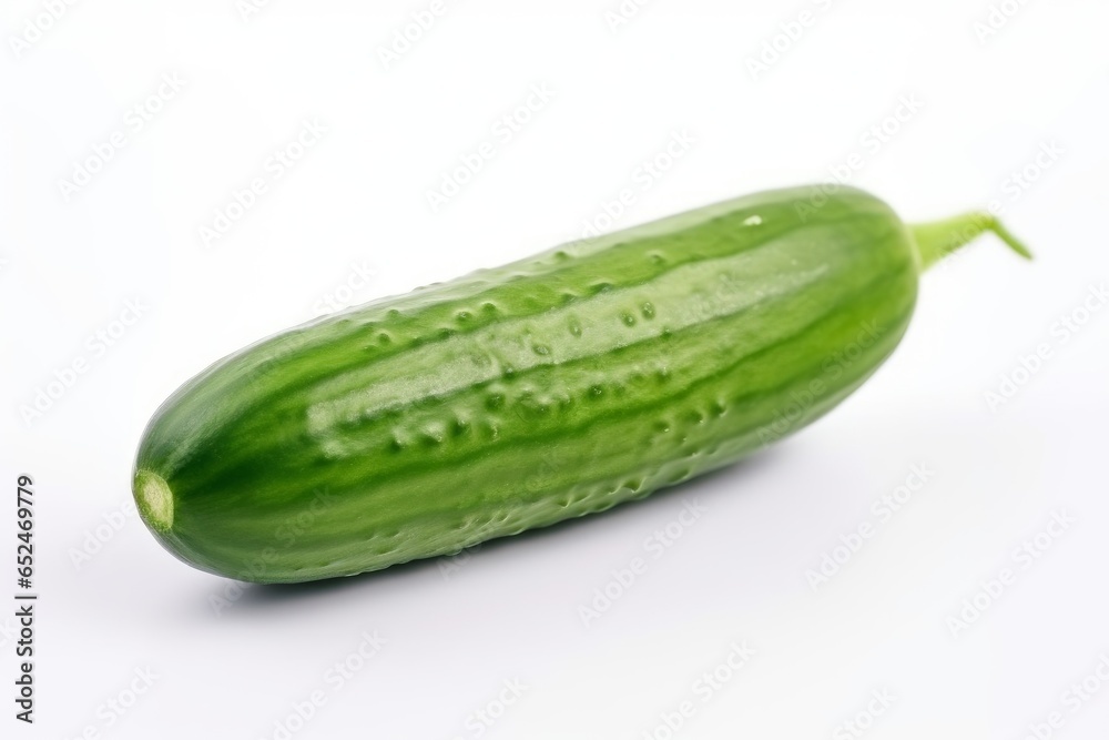 A fresh green cucumber on a clean white background A fresh green cucumber on a clean white background
