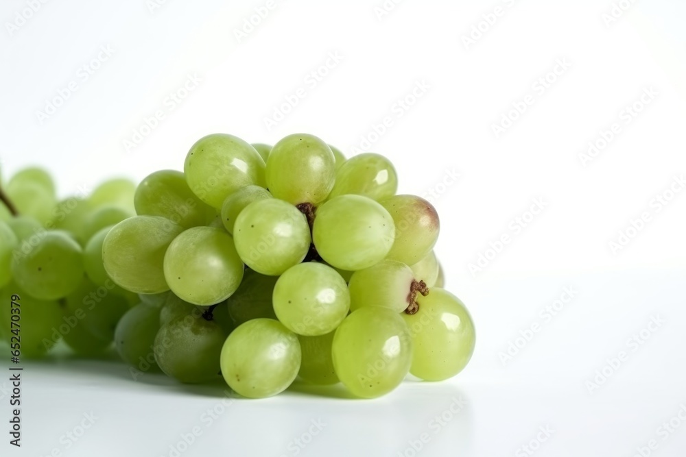 A bunch of green grapes on a white table
