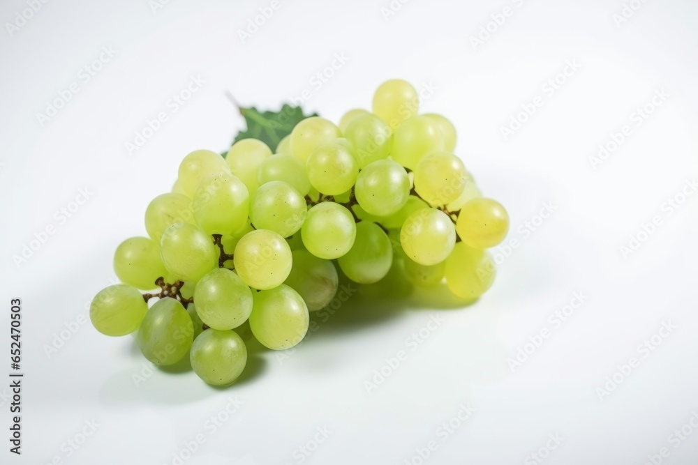A bunch of green grapes on a white table