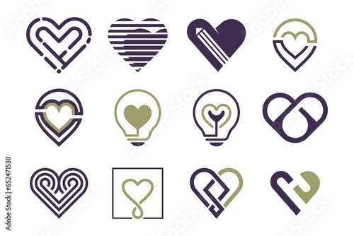 Love logo design vector collection with creative element concept