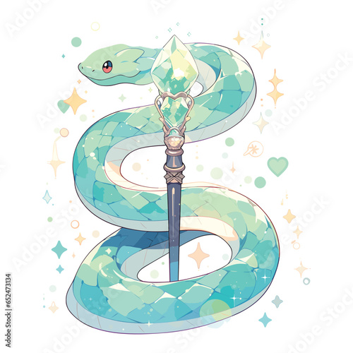 Magical snake vector art illustration