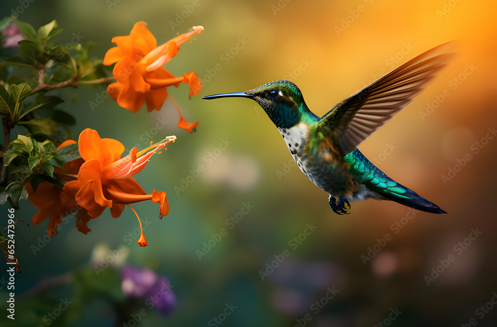 Naklejka premium Photo Hummingbird Feeding generative ai