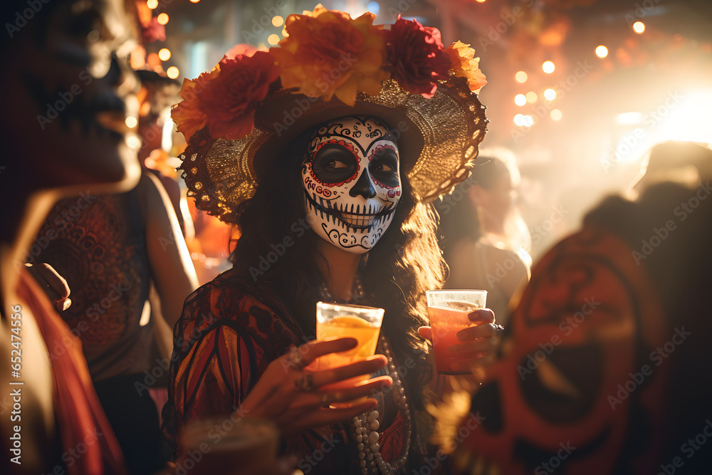 Dzień Zmarłych w Meksyku: Świętowanie Życia, Generatywna AI - obrazy, fototapety, plakaty 