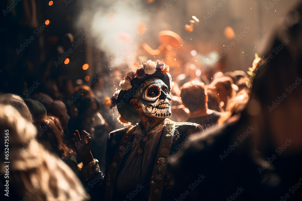 Luminosità Spirituale: L'Importanza della Celebrazione del Dia de los Muertos in Messico, Creazione dell'IA - obrazy, fototapety, plakaty 