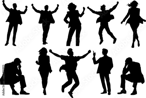 Business People Silhouette Set Businesspeople Group Hold Document Folders Human Resources Collection Vector Illustration. AI generated illustration