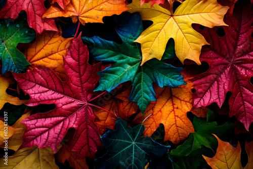 Autumn Leaves in Macro.Generative AI