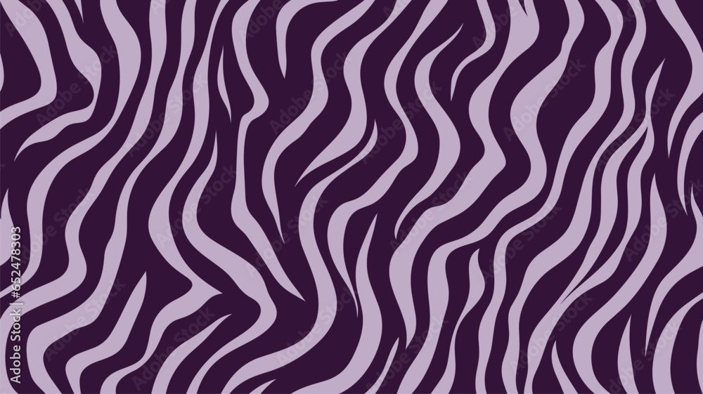 Tiger purple gray seamless pattern. Vector animal skin print. Fashion organic texture. 