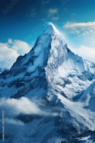 Majestic mountain peak covered in snow © olegganko