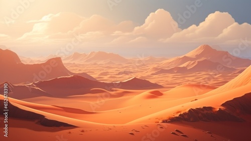 Mysterious desert landscape with sand dunes